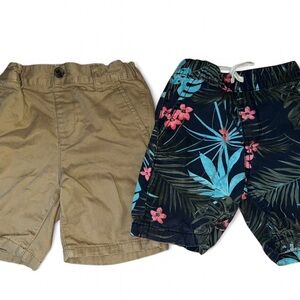 Set of Two 3T Toddler Shorts - Tan and Floral